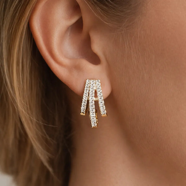Golden Crystal Cascade Earrings