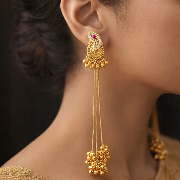 Golden Long Tassel Anti-Tarnish Earrings
