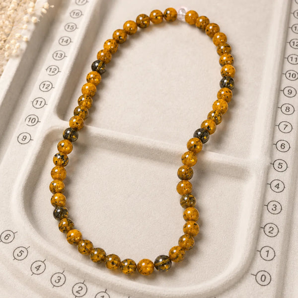 Golden Yellow Quartz Crystal Beaded Mala
