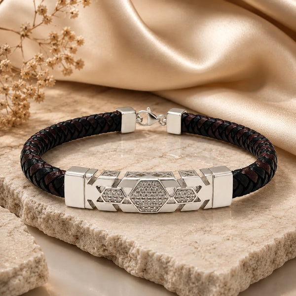 Hexa Crystal Silver Bracelet Rakhi