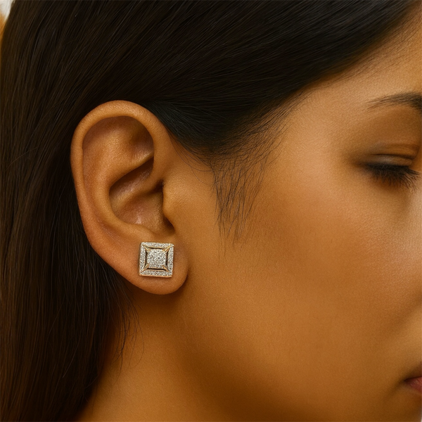 Elegant Square  Silver Stud Earrings