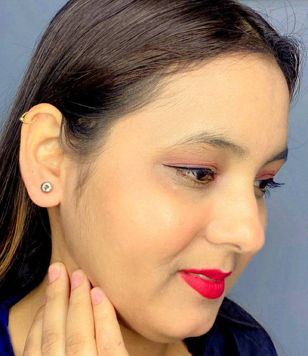 Vintage Round 925 Silver Stud Earrings