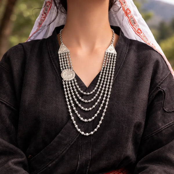 Royal Multi-Strand Silver Chandrahar