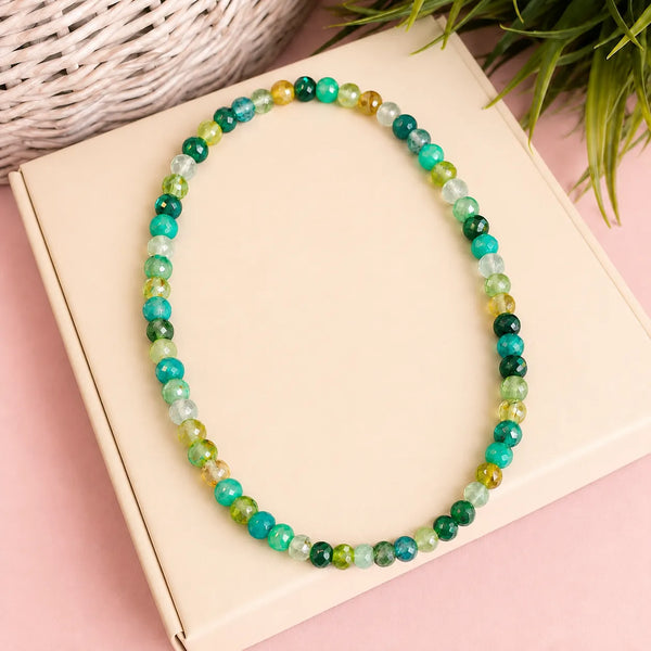 Multicolour Green Quartz Crystal Beaded Mala