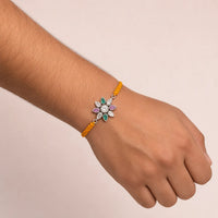Multicolour Floral Silver Rakhi for Raksha Bandhan by Frolic Jewels
