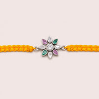 Multicolour Floral Silver Rakhi for Raksha Bandhan by Frolic Jewels