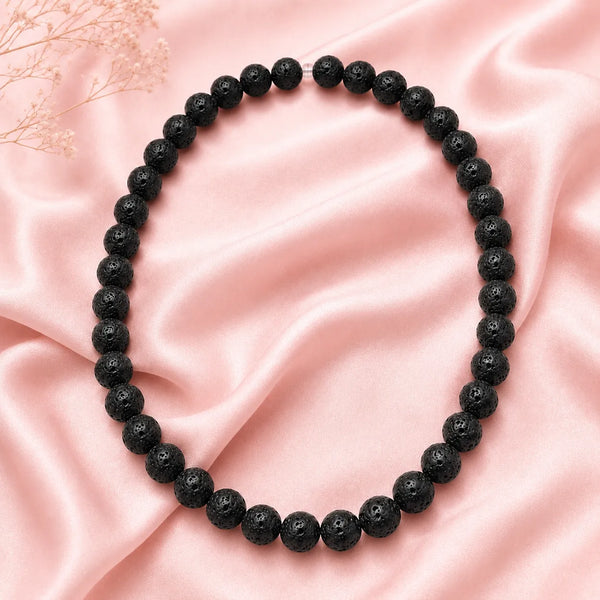Natural Black Lava Stone Beaded Mala