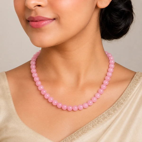 Natural Rose Quartz Crystal Beaded Mala