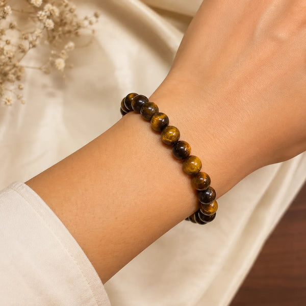Natural Tiger Eye Beaded Stone Bracelet