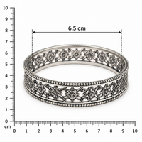 Oxidised Silver Daisy Floral Cutwork Bangles for Women | Frolic Jewels