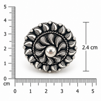 Oxidised Silver Floral Statement Ring for Women Frolic Jewels