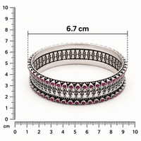 Oxidised Silver Ruby Stone Bangles for Women Frolic Jewels