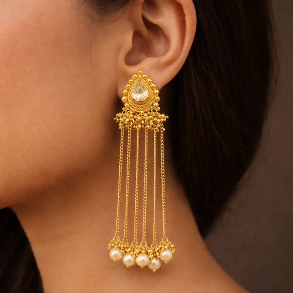 Pearl Chain Tassel Anti-Tarnish Earring