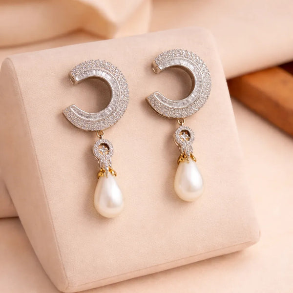 Pearl Crescent Anti-Tarnish Earrings
