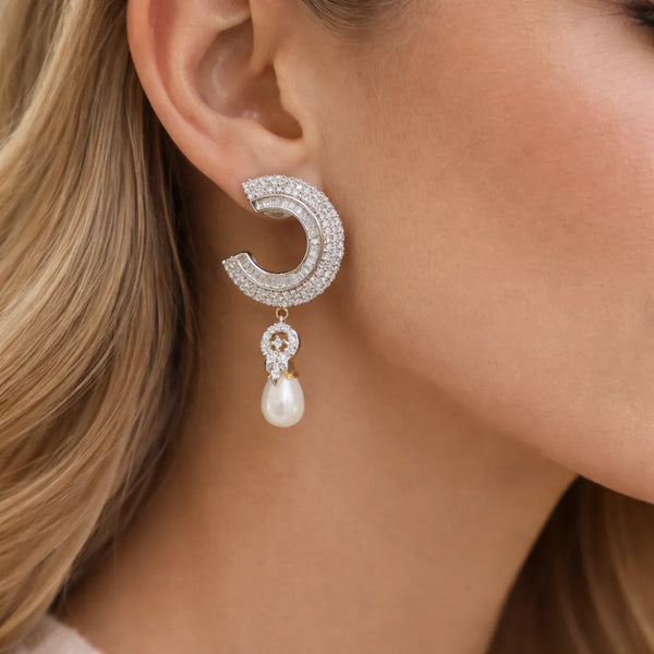 Pearl Crescent Anti-Tarnish Earrings