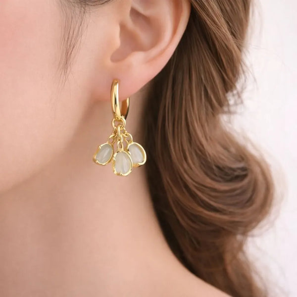 Delicate Pearl Charm Anti-Tarnish Hoop Earrings