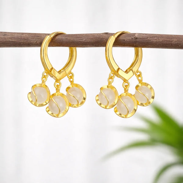 Delicate Pearl Charm Anti-Tarnish Hoop Earrings