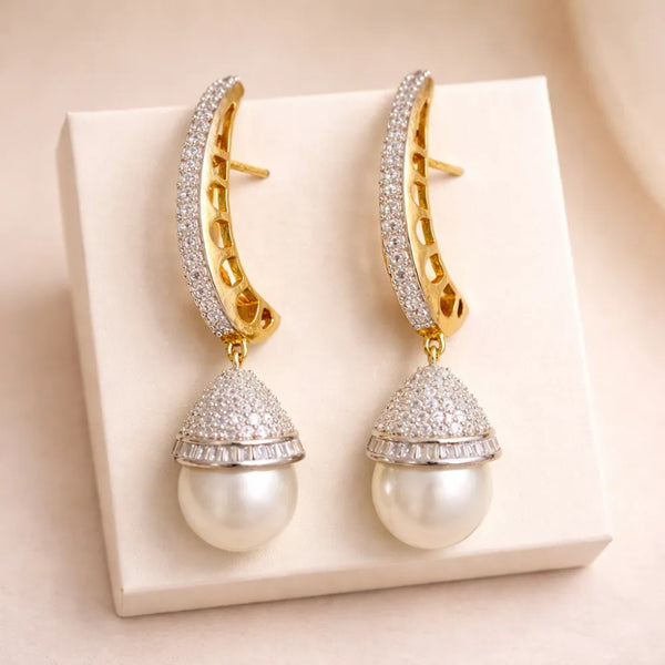 Pearl Drop Curve Anti-Tarnish Earrings