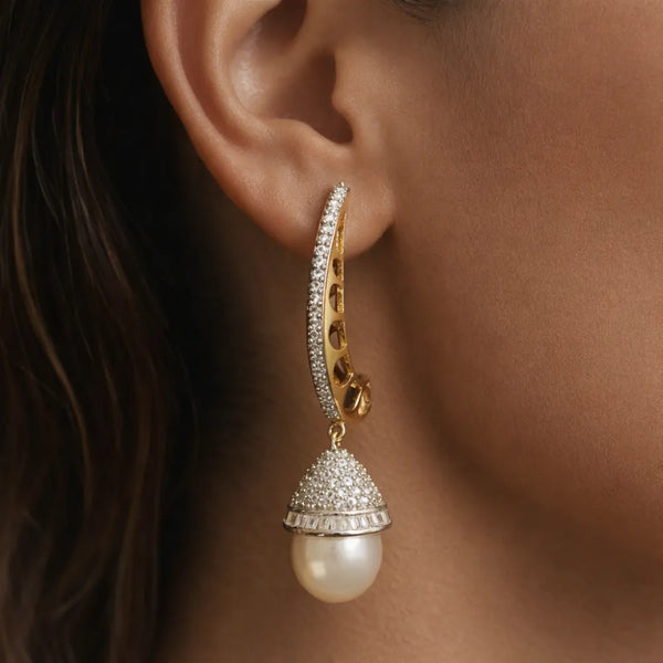 Pearl Drop Curve Anti-Tarnish Earrings