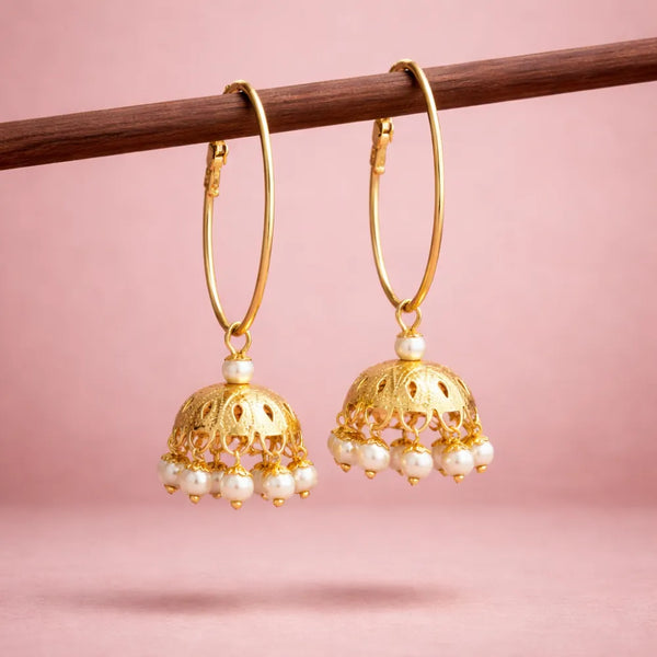Pearl Jhumka Hoop Anti-Tarnish Earrings ✨