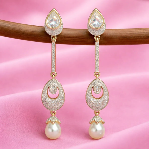 Pearl Long Drop Anti-Tarnish Earrings