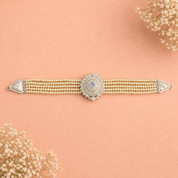 Pearl Medallion 925 Silver Choker