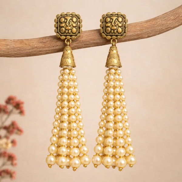 Pearl Tassel Gold Anti-Tarnish Earrings