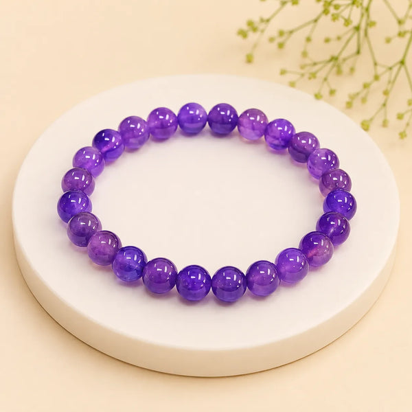 Purple Amethyst Beaded Stone Bracelet