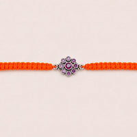 Purple Crystal Floral Silver Rakhi for Raksha Bandhan by Frolic Jewels