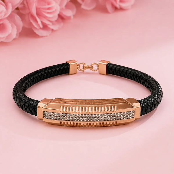 Rose Gold Crystal Bar Silver Bracelet Rakhi