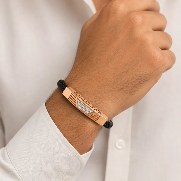 Rose Gold Geometric Crystal Silver Bracelet Rakhi