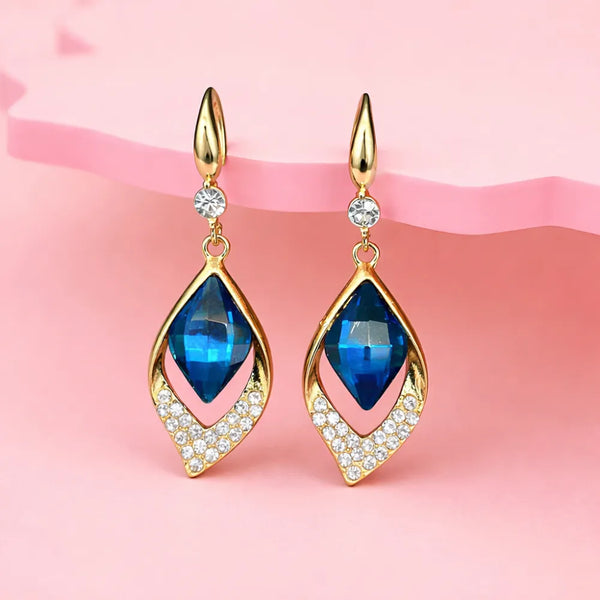 Royal Blue Stone Drop Anti-Tarnish Earrings