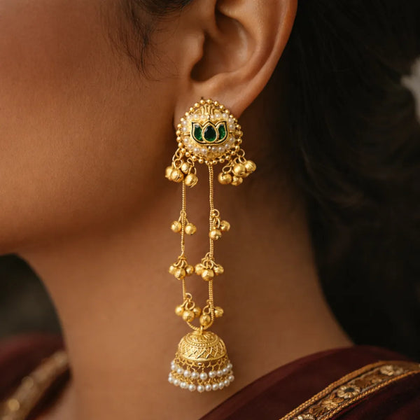 Royal Kundan Jhumka Tassel Earrings