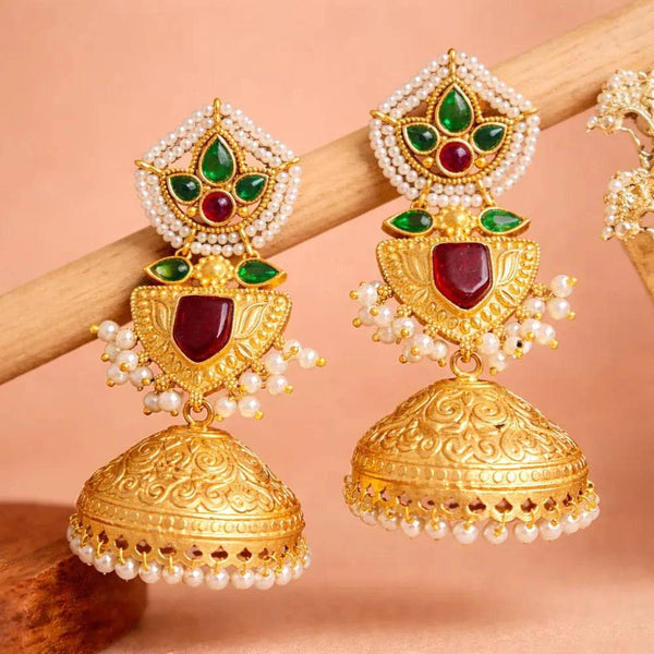 Royal Kundan Pearl Anti-Tarnish Jhumka Earrings
