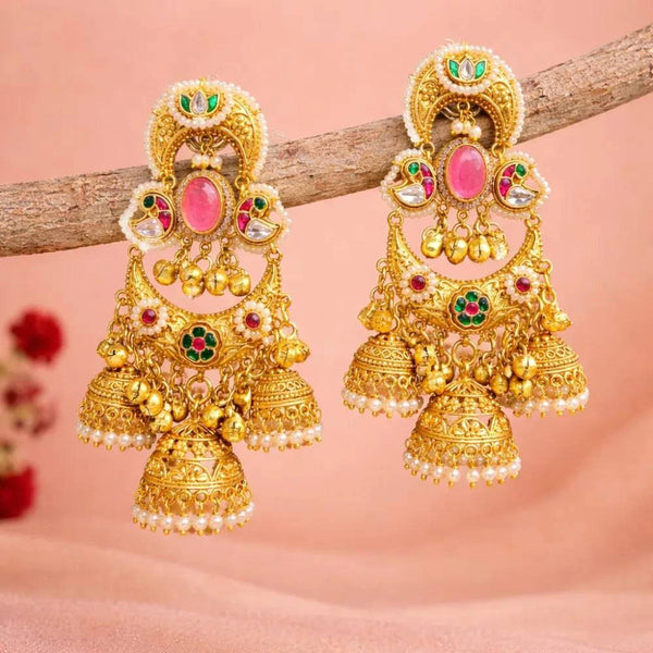 Royal Multi-Jhumki Temple Earrings