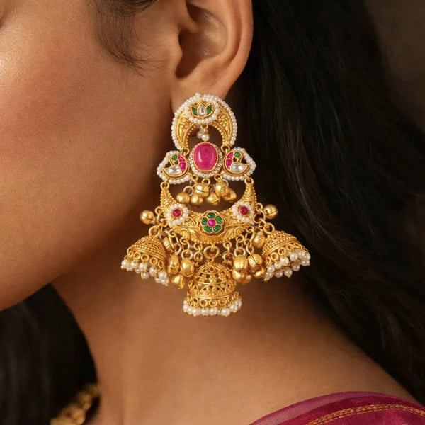 Royal Multi-Jhumki Temple Earrings