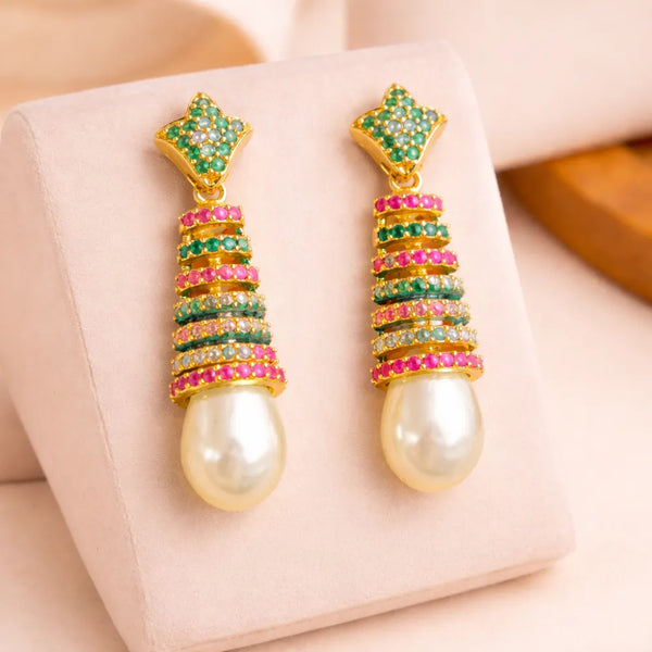 Royal Pearl Multi-Stone Drop Earrings