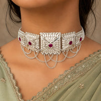 Royal Ruby 925 Silver Choker for Women by Frolic Jewels