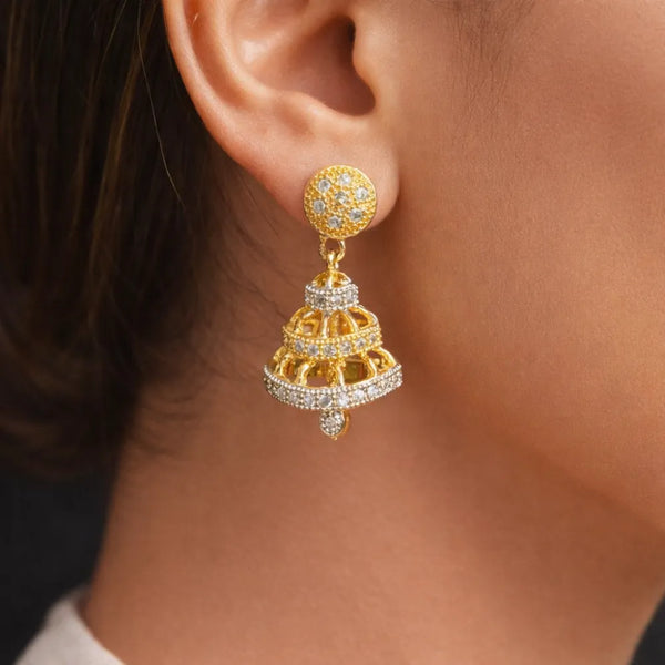 Royal Sparkle Jhumki Earrings – Anti-Tarnish Shimmering Heritage Gold