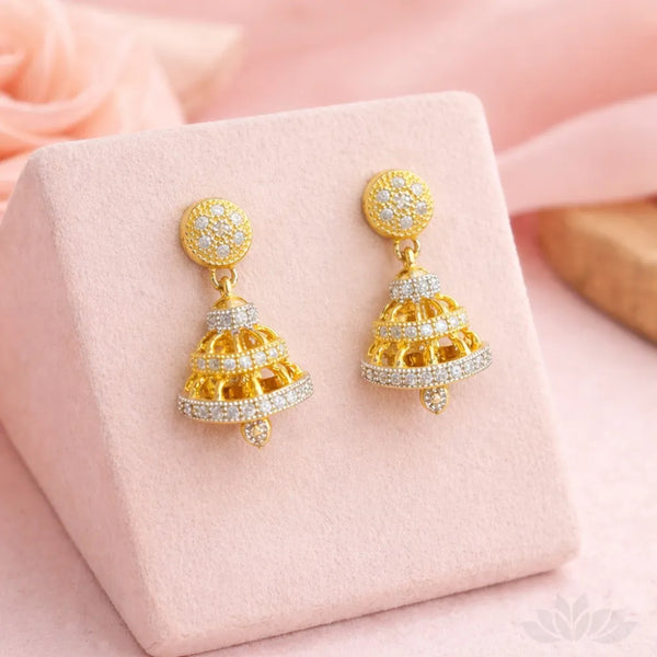 Royal Sparkle Jhumki Earrings – Anti-Tarnish Shimmering Heritage Gold