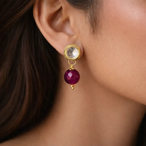 Ruby Drop Stud Earrings – Anti-Tarnish Crimson Crystal Statement