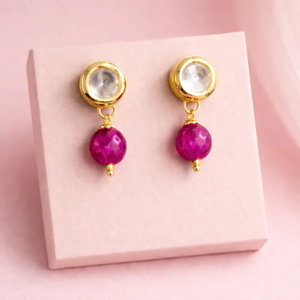 Ruby Drop Stud Earrings – Anti-Tarnish Crimson Crystal Statement