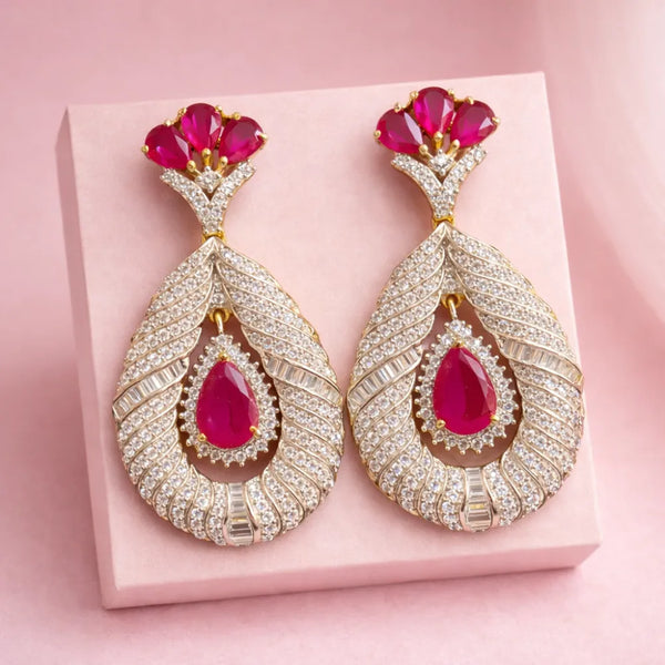 Ruby Leaf Drop Anti-Tarnish Earrings