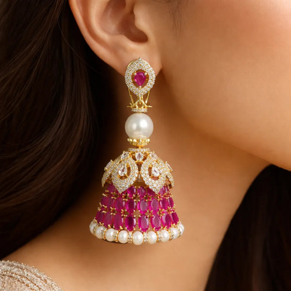 Ruby Pearl Anti-Tarnish Jhumka