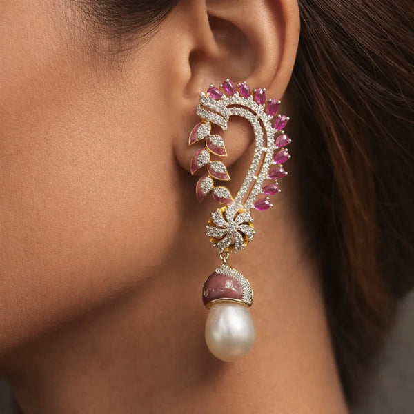 Ruby Pearl Drop Anti-Tarnish Earrings