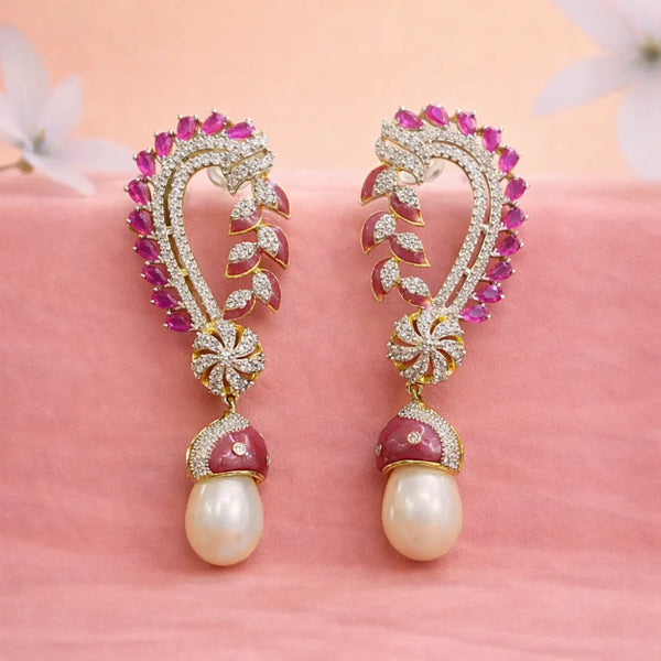 Ruby Pearl Drop Anti-Tarnish Earrings