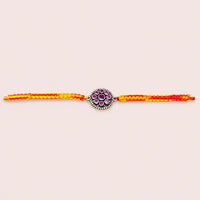Ruby Bloom Silver Rakhi with Floral Design for Raksha Bandhan by Frolic Jewels