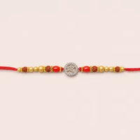 Shubh Bhai Silver Rakhi with Golden Beads for Raksha Bandhan by Frolic Jewels