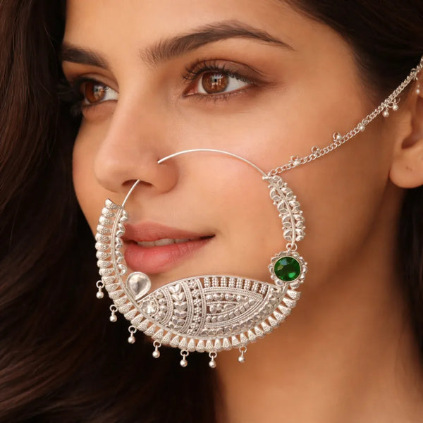 925 Silver Filigree Pearl Traditional Nath