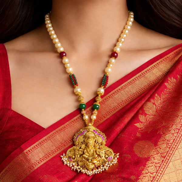 925 Silver Gold plated Lakshmi Beaded Chain